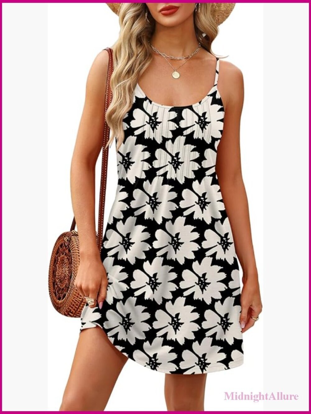 Boho Spaghetti Strap Sundress with Pockets Sleeveless Beach Casual
